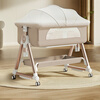 ANGI BABY crib multi-functional bed folding crib removable 0-3 years old baby care table newborn splicing large bed khaki nursing table + mosquito net + storage basket