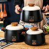 QCSK German casserole soup gas stove household high-temperature gas stove with large-capacity ceramic stew pot that does not crack when dried, wood edge black (3~6 people) double crack resistance 4L