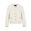 Coletier Winter Temperament Short Wool Wool Jacket Women's French Elegant Round Neck Commuting Top White M