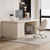 Verdanten minimalist modern style computer desk bedroom student study table new home slate desk study office writing desk off-white feet + off-white cabinet + Chanel glossy surface 160*60*75 single table with desktop row + threading hole + host position