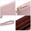 Casa-kups long women's hand wallet card bag zipper wallet new white simple fashion solid color multi-card slot versatile pink dark pink