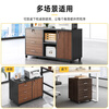 Moai file cabinet office cabinet mobile side cabinet with lock office cabinet storage cabinet drawer cabinet under the table low cabinet storage cabinet two doors large cedar walnut color 90*34*59