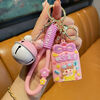 Fikton Creative Lucky Bag Keychain Exquisite Car Cute School Bag Cartoon Keychain Bag Pendant Gift Pendant + Pink Bell