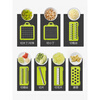 He Jiagong's multifunctional vegetable cutting tool, home potato peeling and dicing device, kitchen shredded radish grater and slicing machine, upgraded gray (7 blades) hand guard + drain basket + blade box