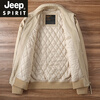 JEEP SPIRIT autumn and winter business casual quilted lapel jacket men's American retro thickened workwear washed cotton top men 326 khaki quilted S
