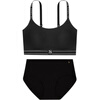Victoria's Secret Victoria's Secret Jelly Strip Vest Series 4701 Logo Shoulder Strap Bottom VS Mark Seamless Vest Bra Mid-waist Suit (Obsidian) XL Suit (Obsidian) L (L)
