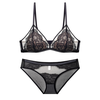 Victoria's Style Sexy Secret French Sexy Lace Underwear Women's Small Breast Push Up No Wires Black Bra Set Black Set L (Applicable to 34/75C 36/80AB)