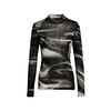 NEXY.CO/NEXY 2025 new autumn style temperament stand-up collar slim carved printed two-wear pullover long-sleeved top for women black L
