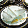 Yueyantingge Jingdezhen underglaze celadon exquisite porcelain bowl and dish set household bone china tableware set wedding housewarming gift gold-painted jadeite exquisite 68 pieces for 10 people