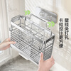 Shuaishi kitchen rack 304 stainless steel chopstick storage box wall-mounted chopstick barrel free punching and draining chopstick cage rack upgraded solid 304 3 compartments storage + 4 hooks