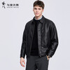 Dances with Wolves Down Liner PU Leather Lapel Jacket Men's 2025 Autumn and Winter New Graphene Warm Men's Jacket 1002 Black 001 XL (180)