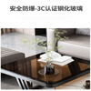 Wen Minxuan slate tea table living room light luxury and high-end 2025 new home simple glass tea table small apartment recommended black frame gray cabinet 70 gray glass + 60 white slate