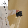 Casa-kupsCK genuine leather wallet women's short European and American 2025 new crocodile pattern cowhide embossed buckle coin purse three-fold card holder black
