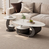 House style light luxury high-end living room household 2025 new movable slate small coffee table combination small apartment sofa side table black frame black cabinet + snow mountain white slate (combination) 100*55*45
