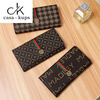 Casa-kupsCK genuine leather wallet women's thin 2025 new niche design large capacity wallet card holder long mobile phone bag two SG gray 10 card slots - can hold mobile phones
