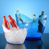 Luluo Food Grade Yuanbao Ice Bucket Bar Acrylic Ice Cube Ice Bucket Champagne Bucket Commercial Portable Ice Bucket Outdoor Camping PP Double Hand-held Primary Color Frosted 1 Piece