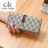 Casa-kupsCK genuine leather wallet women's thin 2025 new niche design large capacity wallet card holder long mobile phone bag two SG gray 10 card slots - can hold mobile phones