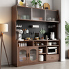 Solid wood sideboard against the wall integrated storage cabinet living room kitchen multi-functional storage cabinet cabinet wine cabinet large capacity walnut color solid wood sideboard 130cm long 40cm wide 185cm high (installation included)