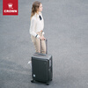 CROWN Trolley Case Zipper Aluminum Frame Suitcase Universal Wheel Front Opening Cover Side Opening Suitcase Travel Case 5278 Iron Gray Zipper 25 inches Need to be checked in