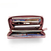 Casa-kups long women's hand wallet card bag zipper wallet new white simple fashion solid color multi-card slot versatile pink dark pink