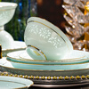 Yueyantingge Jingdezhen underglaze celadon exquisite porcelain bowl and dish set household bone china tableware set wedding housewarming gift gold-painted jadeite exquisite 68 pieces for 10 people