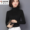 Woodpecker high collar mesh bottoming shirt for women spring and autumn new solid color long-sleeved T-shirt lace shirt slim plus velvet top for women black black thin M 85-95 pounds