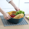 Double-layer drain basket vegetable blue vegetable basin home kitchen multi-functional large-capacity plastic fruit and vegetable bowl and chopsticks storage basin large + medium + small 6-piece set
