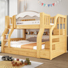 Solid wood double bed and bunk bed, two-story multi-functional bunk bed combination bed, high and low bed, bold and thickened children's bed, cabinet ladder, upper bed width 130 cm, lower bed width 150 cm (comes with bookshelf)