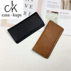 Casa-kups genuine leather wallet women's long 2025 new Japanese and Korean simple ultra-thin wallet fashion retro solid color buckle long card holder dark green ready for delivery in seconds