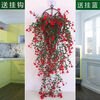 Time Bird Simulation Wall Plant Vine Rose Chlorophytum Plastic Decoration Wall Hanging Rattan Living Room Indoor Hanging Basket Fake Flower 1 Hanging Blue 2 Bundle Buds Rose Vine Pink + Sticky Hanging