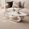House style light luxury high-end living room household 2025 new movable slate small coffee table combination small apartment sofa side table black frame black cabinet + snow mountain white slate (combination) 100*55*45