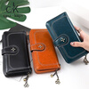 Casa-kups genuine leather wallet women autumn niche design women's long style 2025 new women's clutch large capacity hand peacock blue