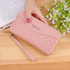 Muni 2026 New Wallet Women's Long Zipper Wallet Embossed Large Capacity Mom Mobile Phone Coin Clutch Passport Double-layer Zipper Wallet Pink 19.5*3.5*10