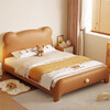 Cream style bear leather bed small apartment second bedroom single bed 1.5 meters children's bed boy girl princess bed new style bed + 20cm spring brown cushion free installation 1200mm*2000mm frame structure