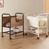 Wooden bottle dirty clothes basket trolley storage rack bedroom bedside clothes storage rack multi-functional sandwich snack storage rack dirty clothes basket trolley white 40cm