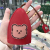 Yunluo Cute Bear Valentine's Day car key bag storage universal keychain bag all-in-one compact mini creative pull-out style Cute Bear-Pink Key Bag
