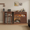 Muyuke antique solid wood bar cabinet retractable island black walnut living room home small apartment bar table sideboard bar cabinet + retractable table + storage cabinet + bar chair