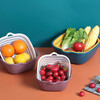 Double-layer drain basket vegetable blue vegetable basin home kitchen multi-functional large-capacity plastic fruit and vegetable bowl and chopsticks storage basin large + medium + small 6-piece set