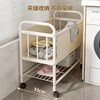Wooden bottle dirty clothes basket trolley storage rack bedroom bedside clothes storage rack multi-functional sandwich snack storage rack dirty clothes basket trolley white 40cm