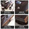 Shiqing purple ebony solid wood large board tea table and chair combination high-end office whole board tea table new Chinese style home tea table 2.4 meters + 1 auspicious chair + 6 surrounding chairs + tea cabinet
