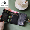 Casa-kupsCK genuine leather wallet women's short European and American 2025 new crocodile pattern cowhide embossed buckle coin purse three-fold card holder black