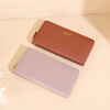 Casa-kups long women's hand wallet card bag zipper wallet new white simple fashion solid color multi-card slot versatile pink dark pink