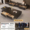 Shantilan slate coffee table living room light luxury high-end mobile small coffee table small apartment modern simple coffee table rectangular tea machine 140*60 pure black slate + black cabinet black frame
