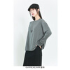 GIRDEAR/GIRDEAR 130066 spring new skin-friendly, comfortable and versatile loose round neck long-sleeved T-shirt basic base silver gray afternoon dark clouds (grey) L