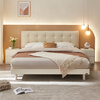 Quanyou Home Leather Art Bed Modern Simple Cream Style Soft Cover 1.8x2 Meter Master Bedroom Double Bed Solid Wood Feet Wedding Bed