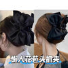 Black oversized bow tie clip for the back of women's head, high-end large shark clip for fugitive princess hair accessories, Korean version of oversized bow tie clip - one