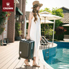 CROWN Trolley Case Zipper Aluminum Frame Suitcase Universal Wheel Front Opening Cover Side Opening Suitcase Travel Case 5278 Iron Gray Zipper 25 inches Need to be checked in