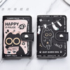 Qumu is also a cute cat cartoon card holder for men and women, niche, large capacity, multiple card slots, ultra-thin, compact, anti-degaussing card jacket, tanning little black cat, anti-degaussing and anti-theft brush
