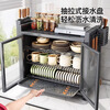 Lazy Space Home Cupboard Kitchen Dishes Storage Cabinet Carbon Steel Drainage Bowl Rack Dust-Proof Dish Rack Kitchenware Storage Rack 60CM Three Layers Gray + Accessories Hot First Order Special Price