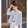 Luo Meng New Chinese Style National Style Short Jacket Women 2025 Spring New Style Small Fragrance Style Tang Suit Heavy Industry Embroidered Top Light Blue S Recommended 90-100 Jin